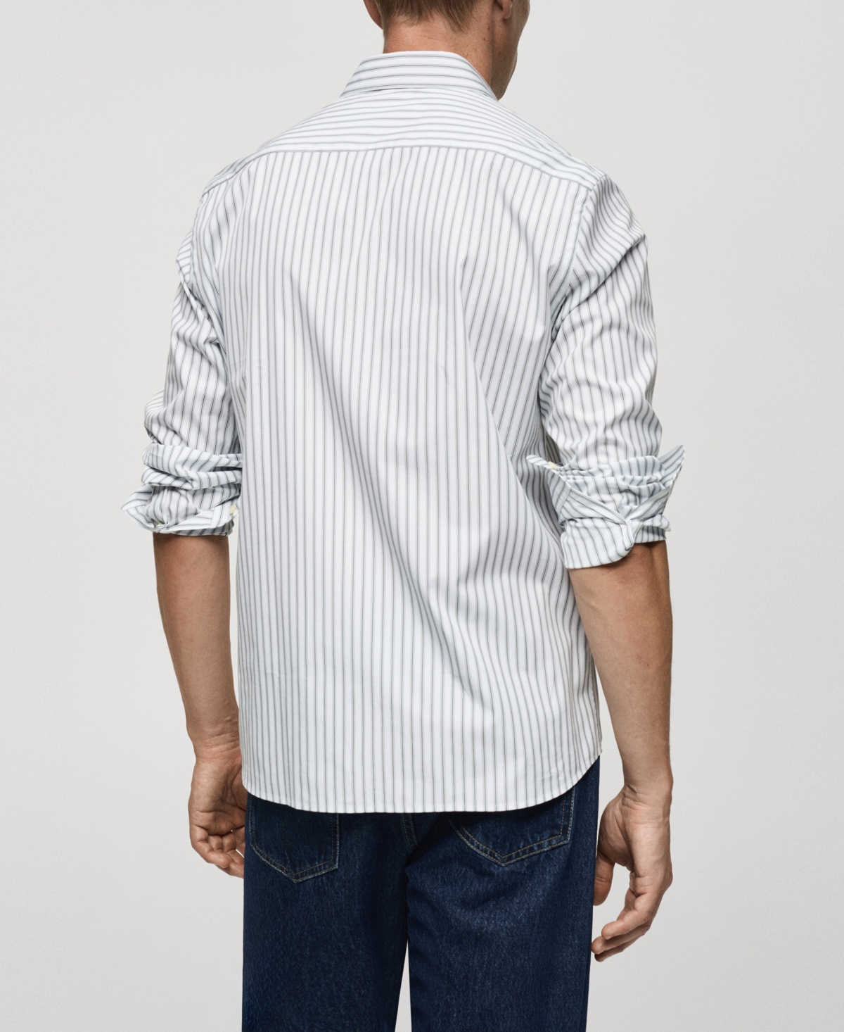 Mango Slim Fit Stripe Button-up Shirt In Khaki