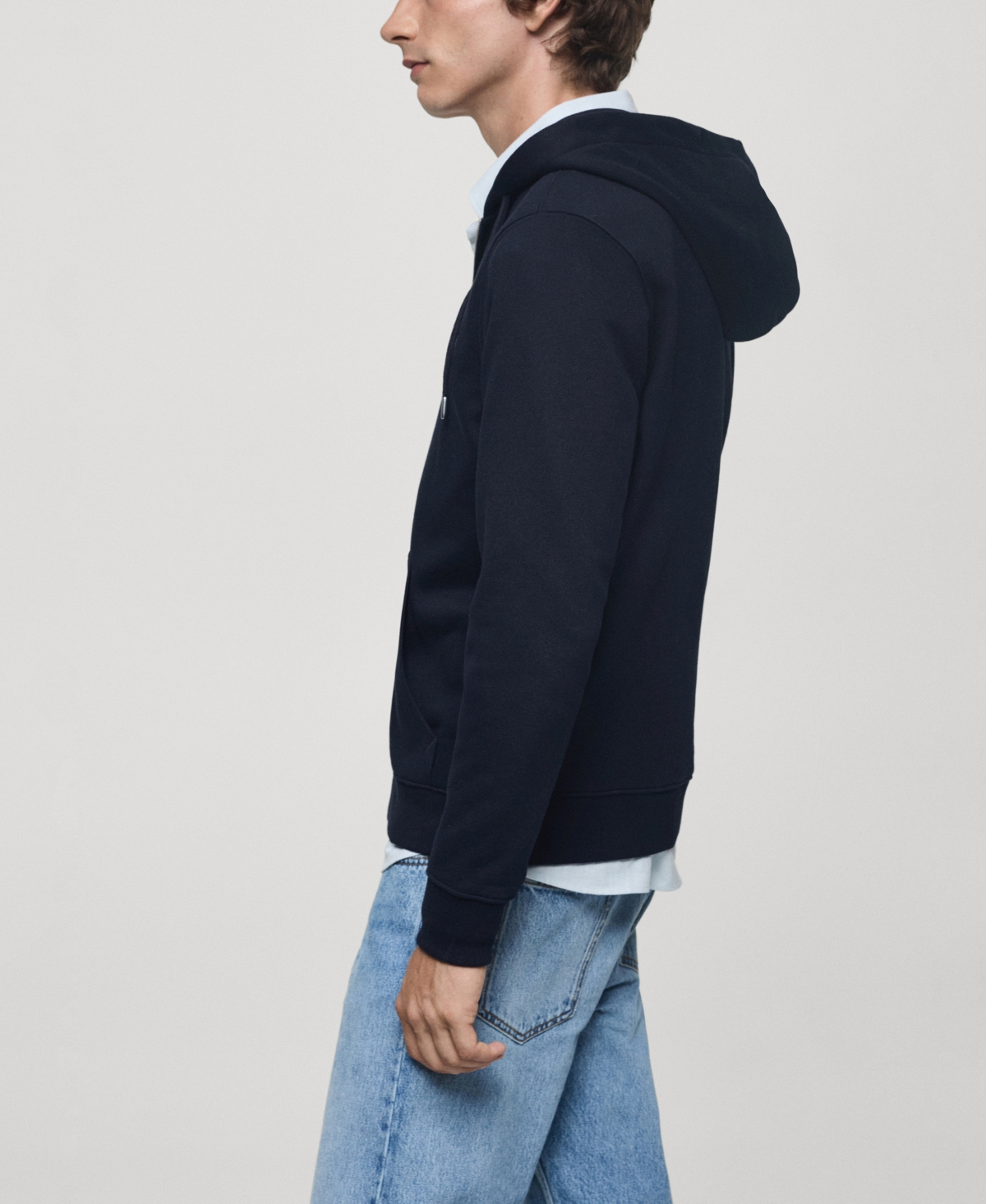 Mango Men's Cotton Zip-Up Hoodie