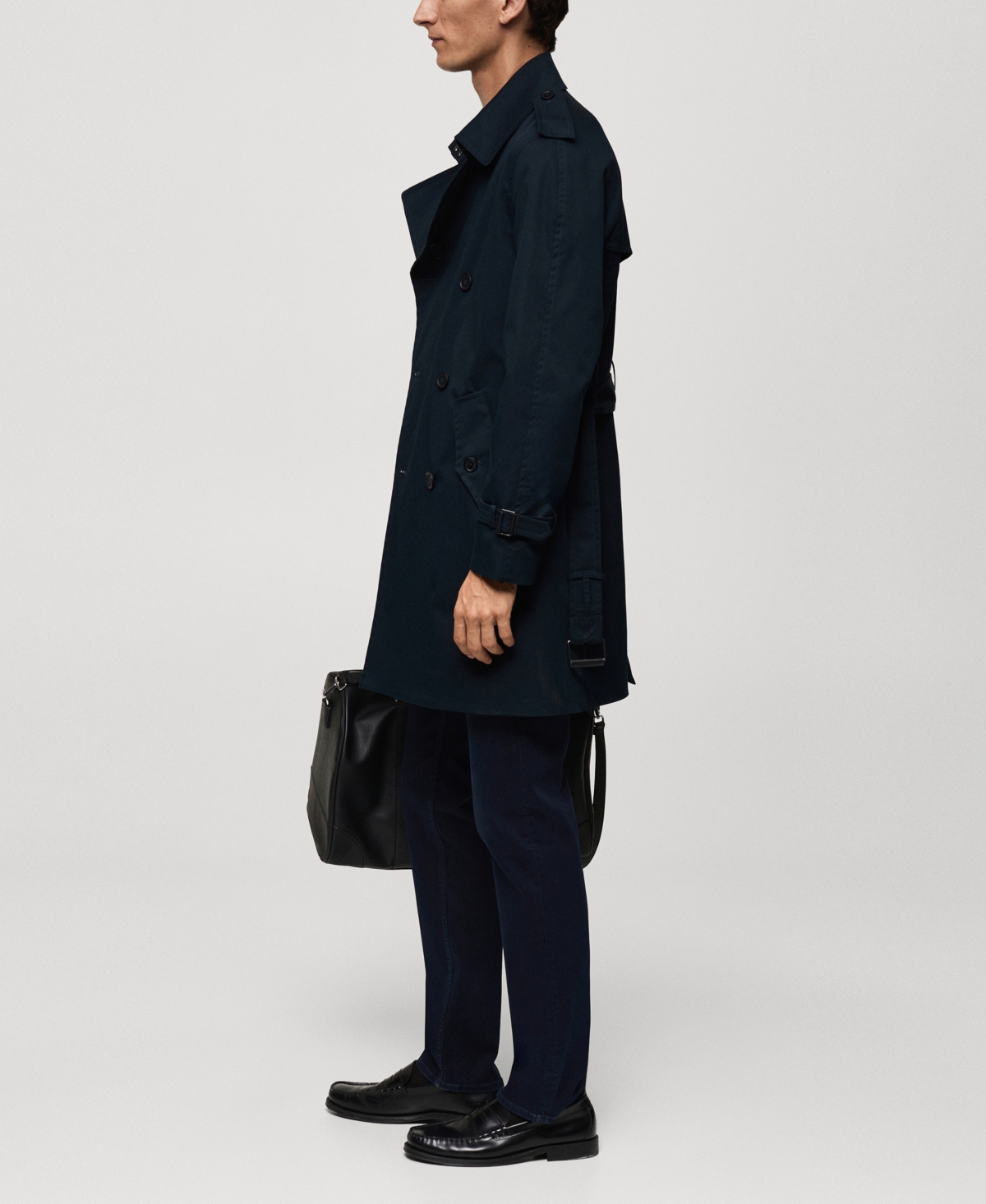 Mango Men's Belted Water-repellent Trench Coat In Dark Navy