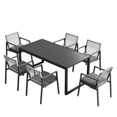 Streamdale 6-Piece Aluminum Dining Set, Gray and Black