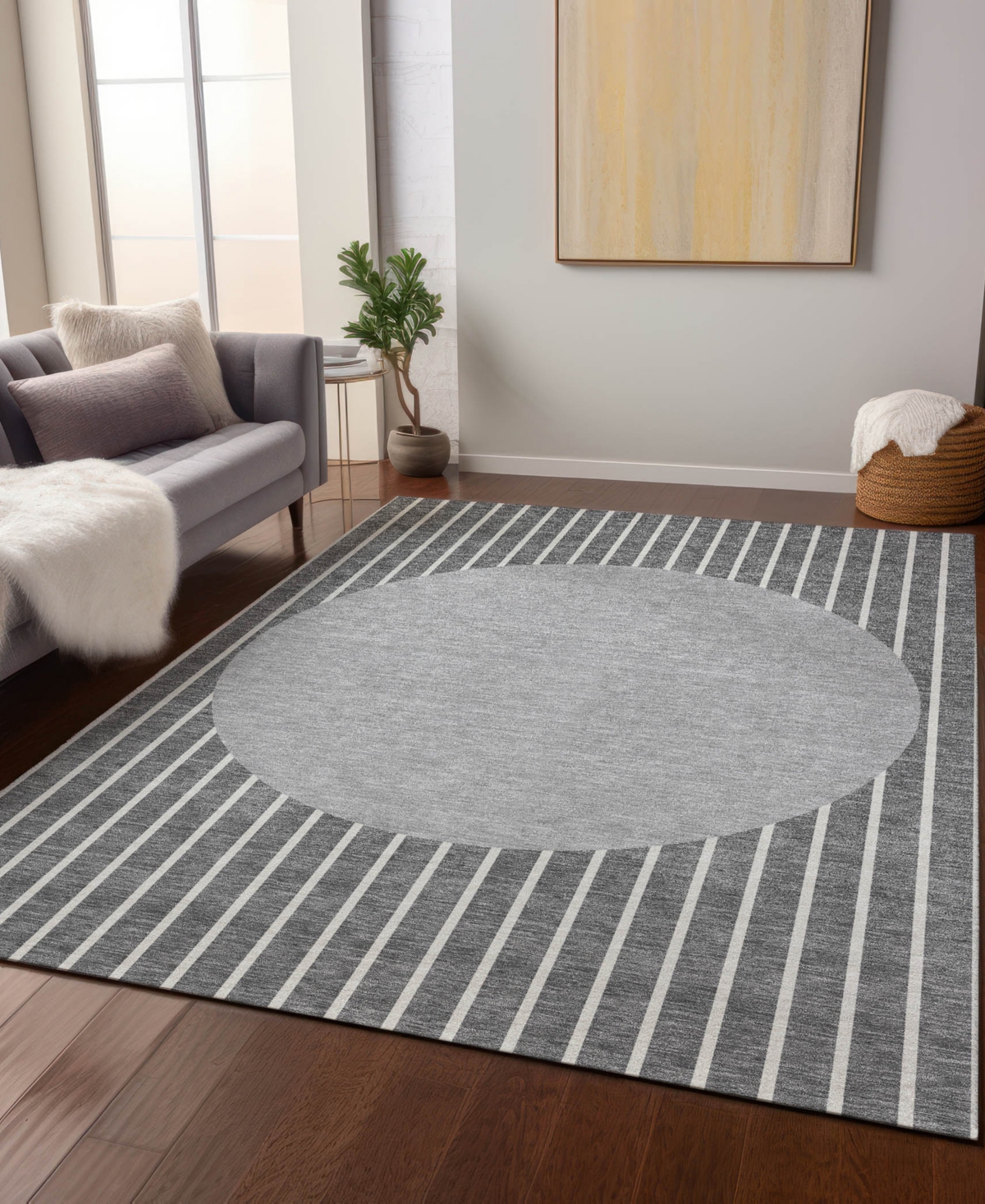 Addison Chantille Machine Washable Acn994 9'x12' Area Rug In Gray