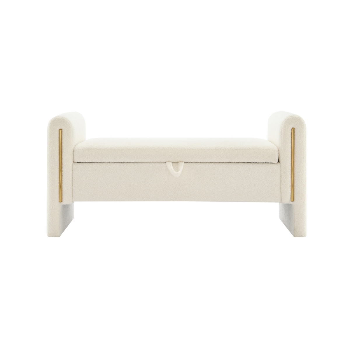 Streamdale Furniture Modern Teddy Bed End Bench with Arms and Storage,Upholstered Large Foot Rest Stool, Comfy Window Vanity Bench for Living Room,Bed