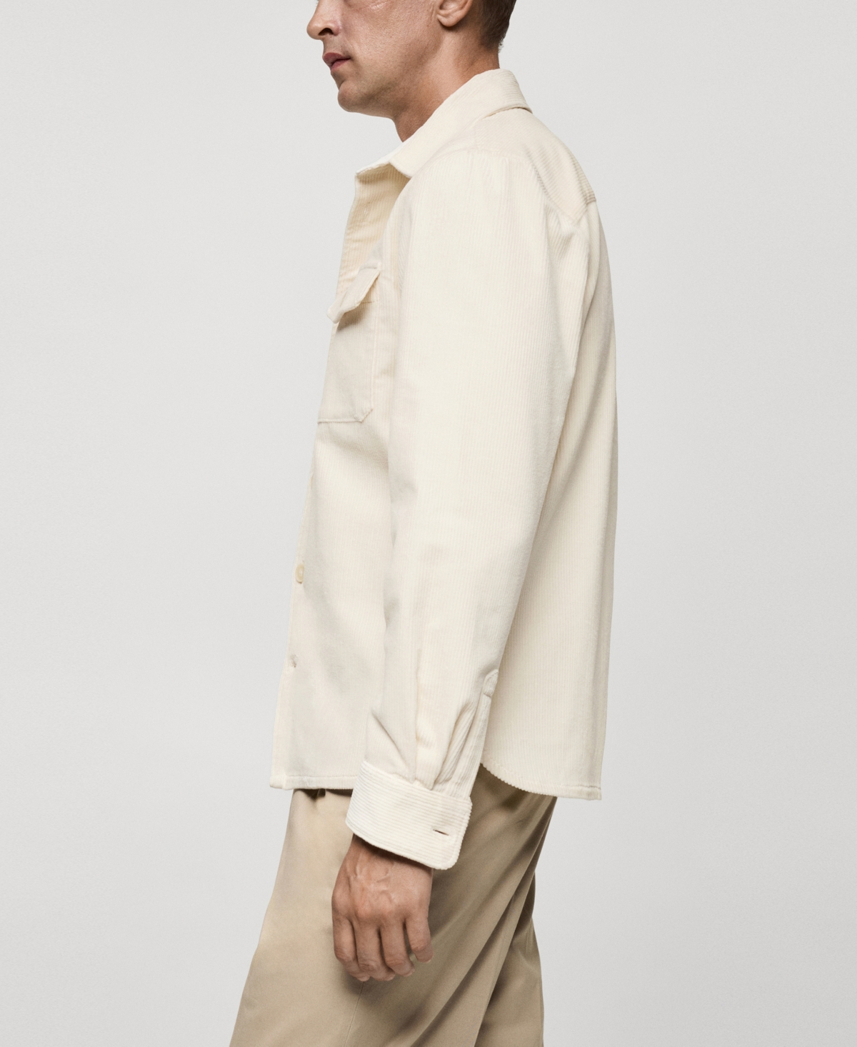 Mango Men's Corduroy Pockets Overshirt In Off White
