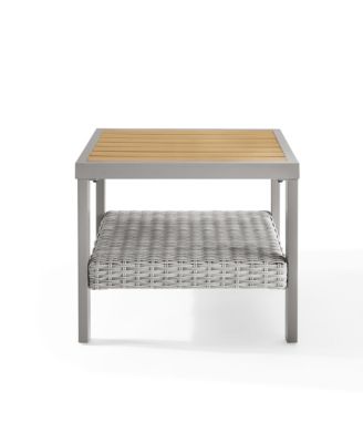 Small Square Coffee Table with Storage, Modern and Transitional Style, Glass, Gray