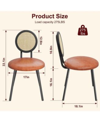 Dining Chairs Set of 2, Rattan Kitchen Chairs with Thicken Upholstered, Modern Dining Room Chairs Set of 2 (2, Black, 17“x18.1"x33.1") (Whiskey Brown, 4)