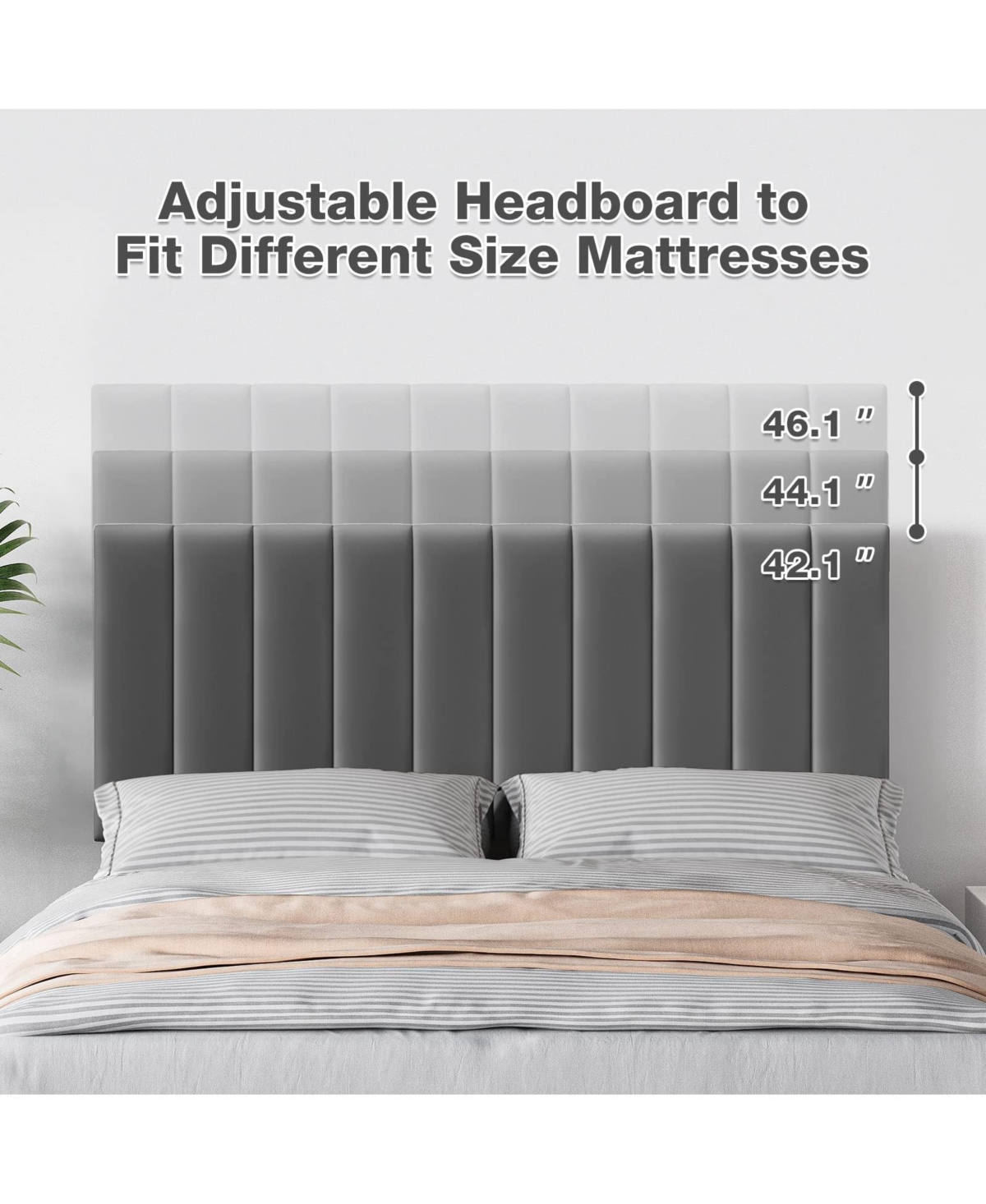 gaomon Size Bed Frame with Adjustable Headboard, Velvet Upholstered Platform Bed Frame