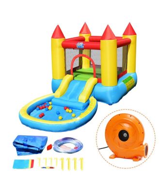 Inflatable Bounce House Kids Slide Jumping Castle Bouncer w/Pool and 480W Blower