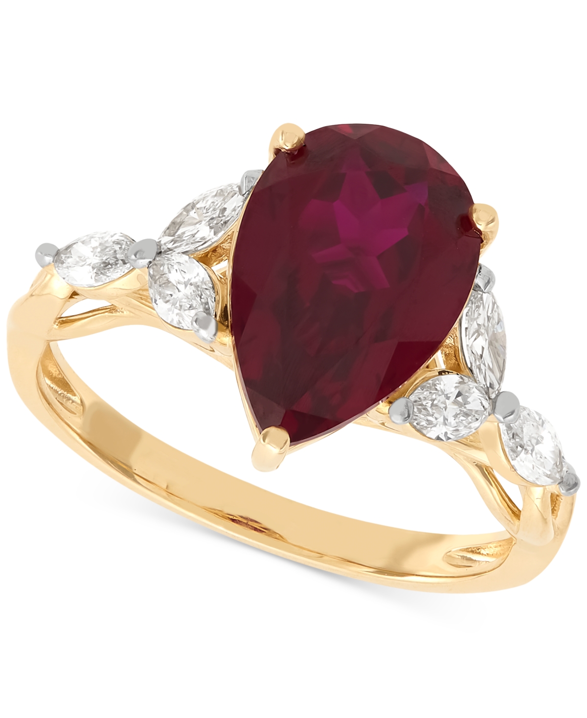 Grown With Love Lab Grown Ruby (3-5/8 Ct. T.w.) & Lab Grown Diamond (1/2 Ct. T.w.) Pear Ring In 14k Gold Or White Go In Ruby