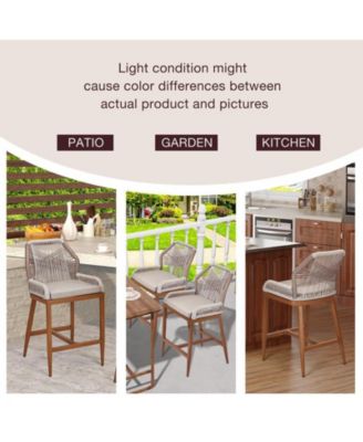  Set of 2  Rattan & Aluminum  Woven Design, Counter Height,  Weather-Resistant Outdoor Bar Stools