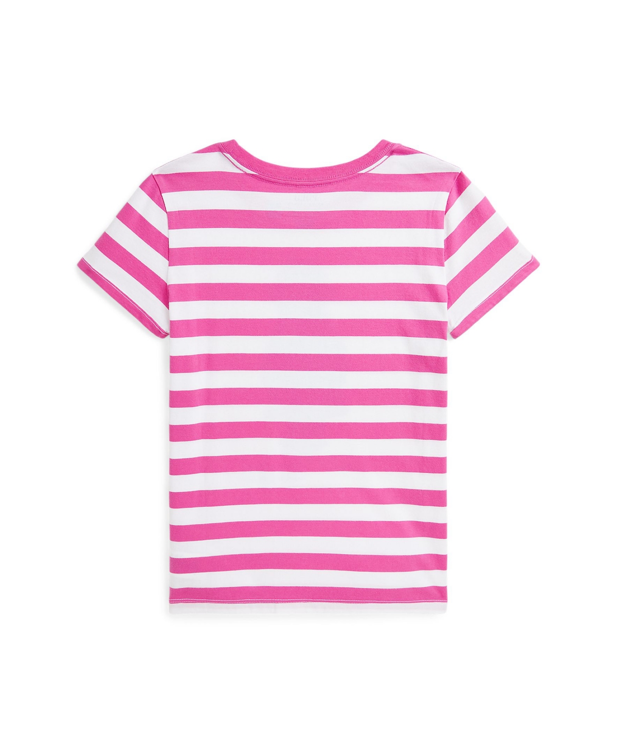 Polo Ralph Lauren Big Girls Striped Polo Bear Cotton Jersey Tee -White Stripe