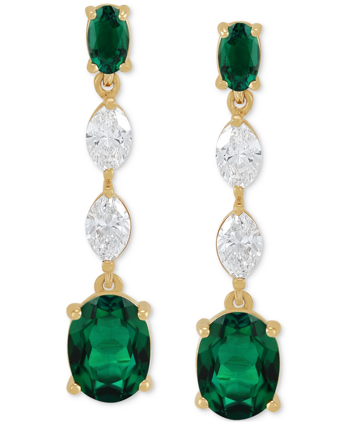 Lab Grown Emerald (2-3/4 ct. t.w.) & Lab Grown Diamond (3/4 ct. t.w.) Drop Earrings in 14k Gold (Also in Lab Grown Ruby & Lab Grown Sa