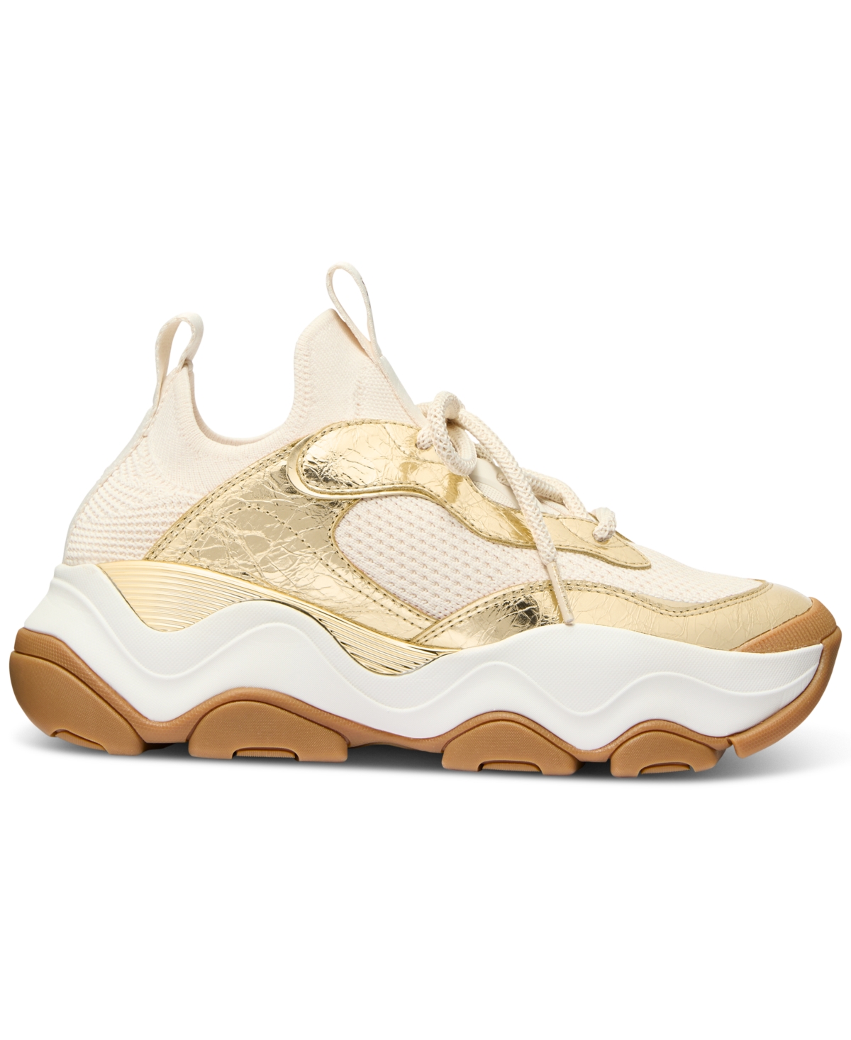 Shop Michael Kors Michael  Women's Atlas Knit Trainer Sneakers In Pale Gold