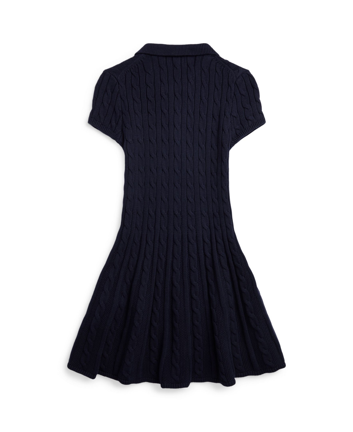 Polo Ralph Lauren Big Girls Cable-Knit Cotton Polo Sweater Dress - RL Navy with Prch Cream
