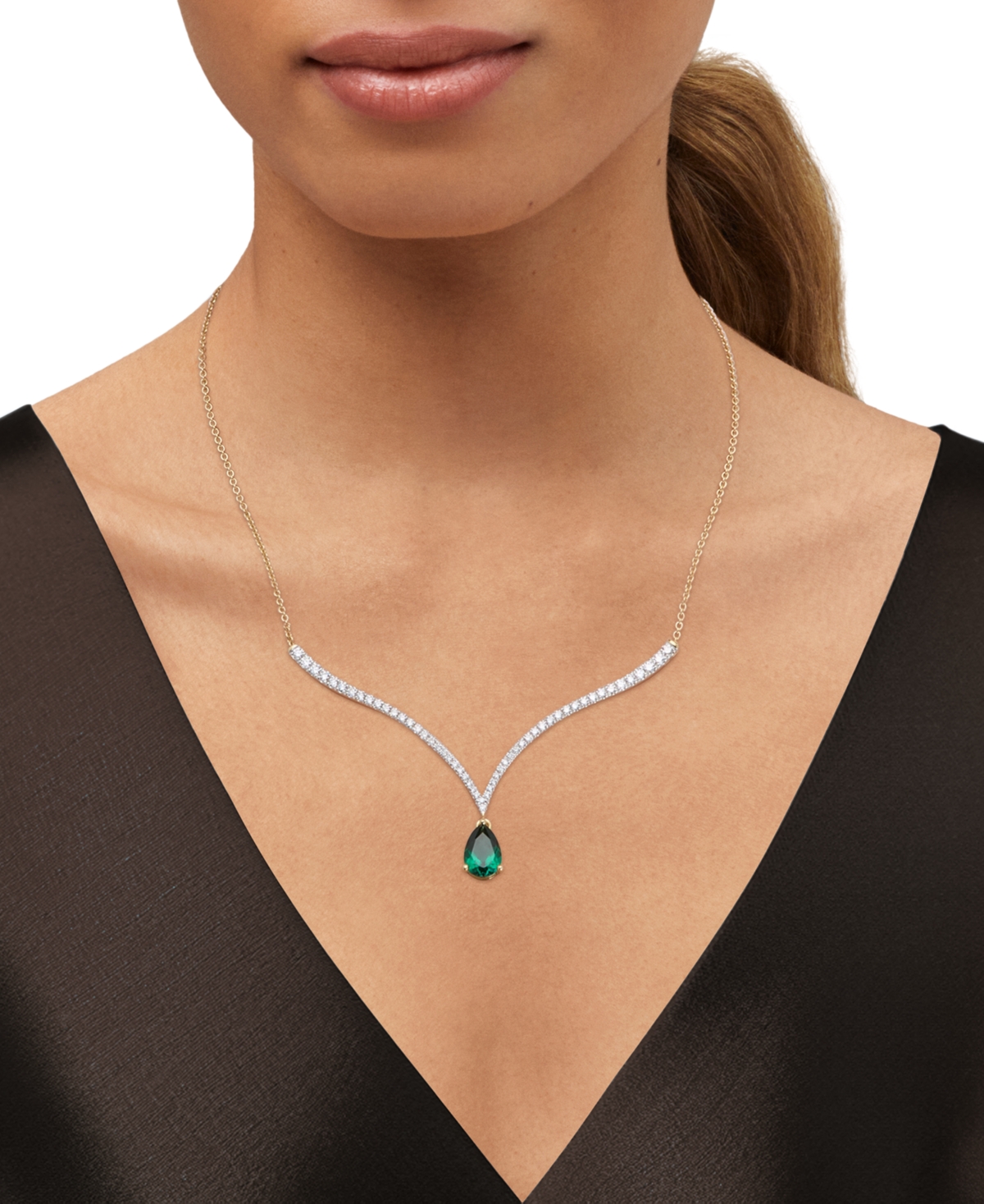 Grown With Love Emerald (1-1/2 Ct. T.w.) & Lab Grown Diamond (1 Ct. T.w.) Fancy 18" Pendant Necklace In 14k Gold (al In Emerald
