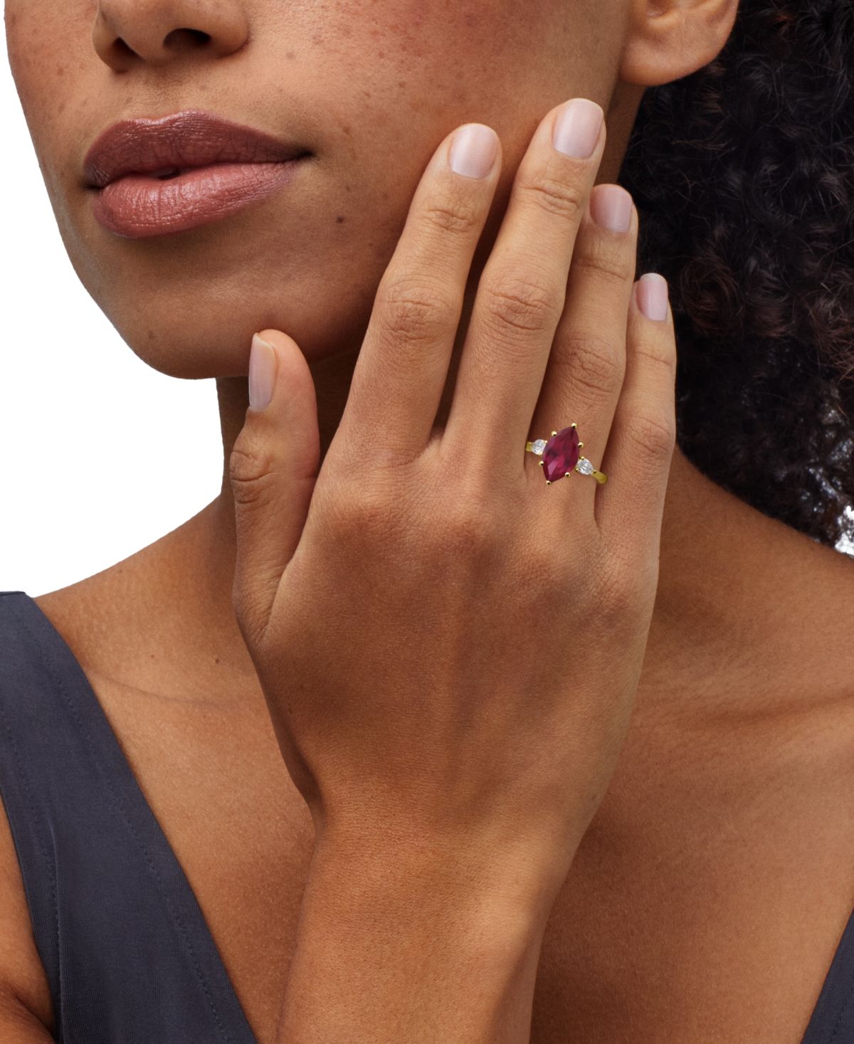 Grown With Love Lab Grown Ruby (3-1/3 Ct. T.w.) & Lab Grown Diamond (1/2 Ct. T.w.) Marquise Ring In 14k Gold (also I In Ruby