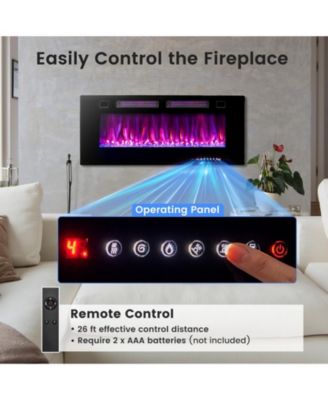 42 Inch Ultra-Thin Electric Fireplace with Decorative Crystals and Smart APP Control