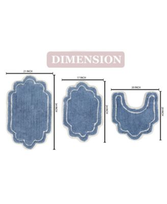 Allure Bathroom 3-Pc. Bath Rug Set