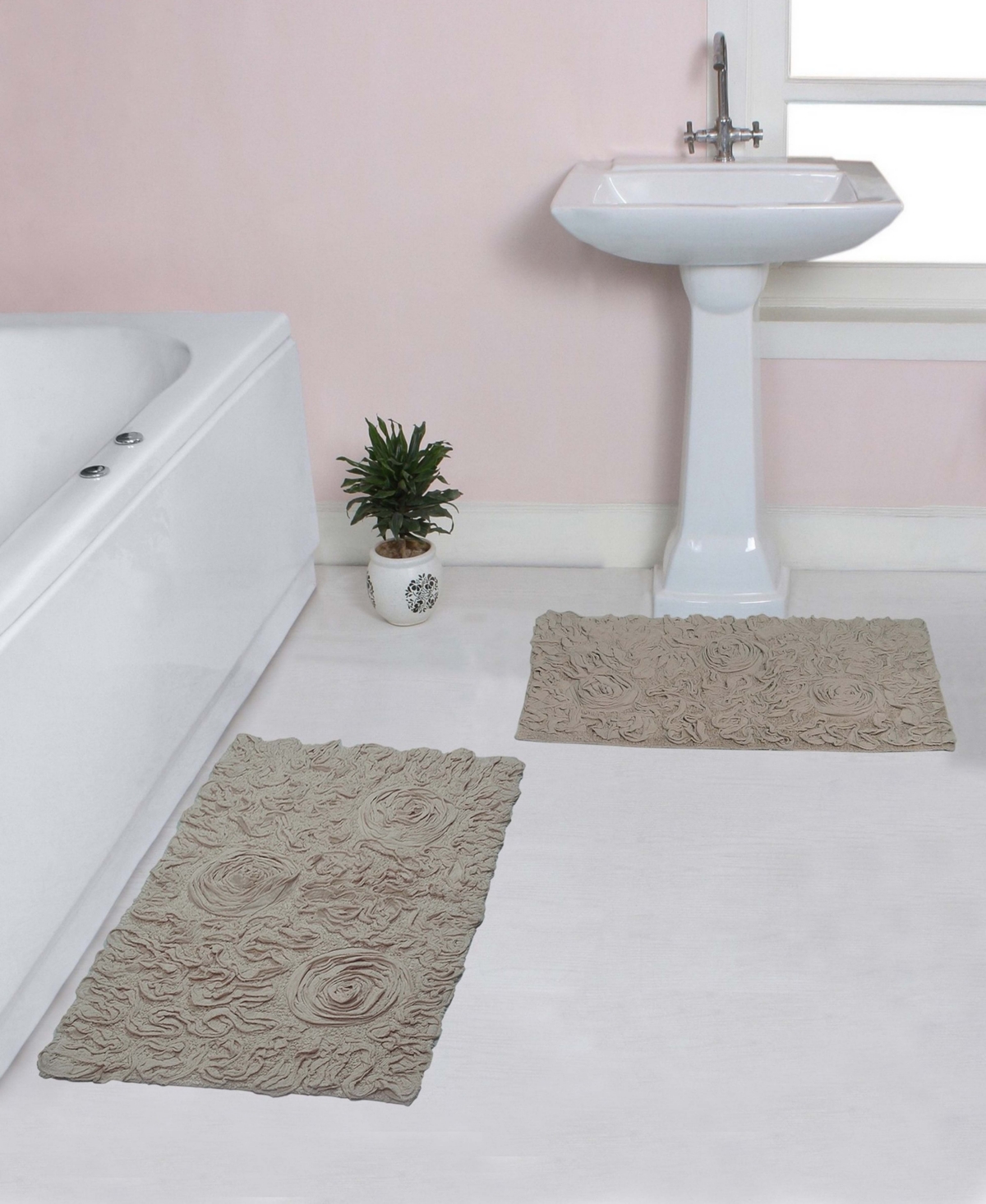 Home Weavers Bell Flower 2-pc. Bath Rug Set In Linen