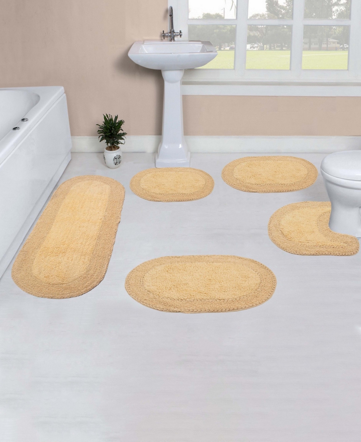 Home Weavers Double Ruffle 5-Pc. Bath Rug Set