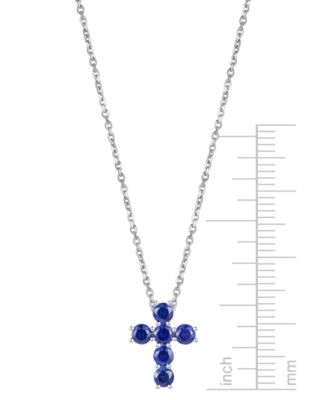 Lab Grown Sapphire Cross 18" Pendant Necklace (3/4 ct. t.w.) in 10k White Gold (Also in Lab Grown Ruby, Lab Grown Pink Sapphire, & Lab Grown Opal)