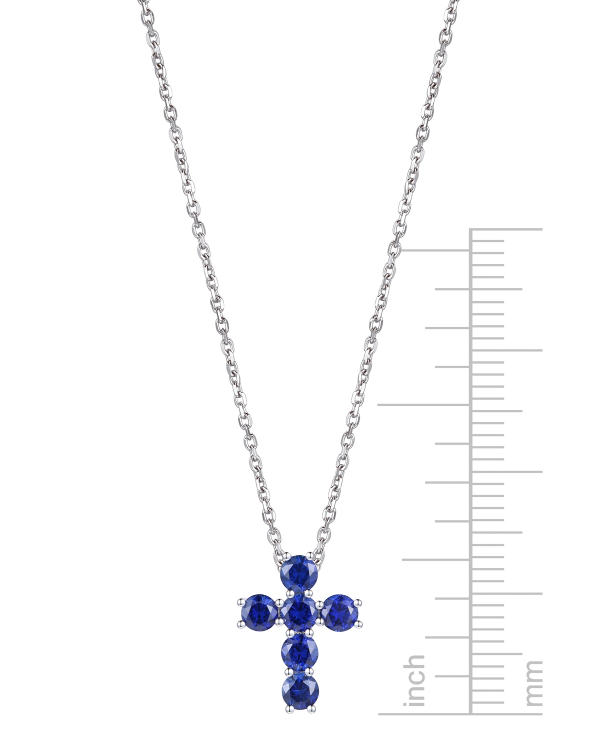 MACY'S LAB GROWN SAPPHIRE CROSS 18" PENDANT NECKLACE (3/4 CT. T.W.) IN 10K WHITE GOLD (ALSO IN LAB GROWN RU 