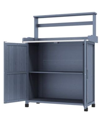 Potting Bench with Storage Cabinet - Functional Garden Workstation for Planting and Organizing