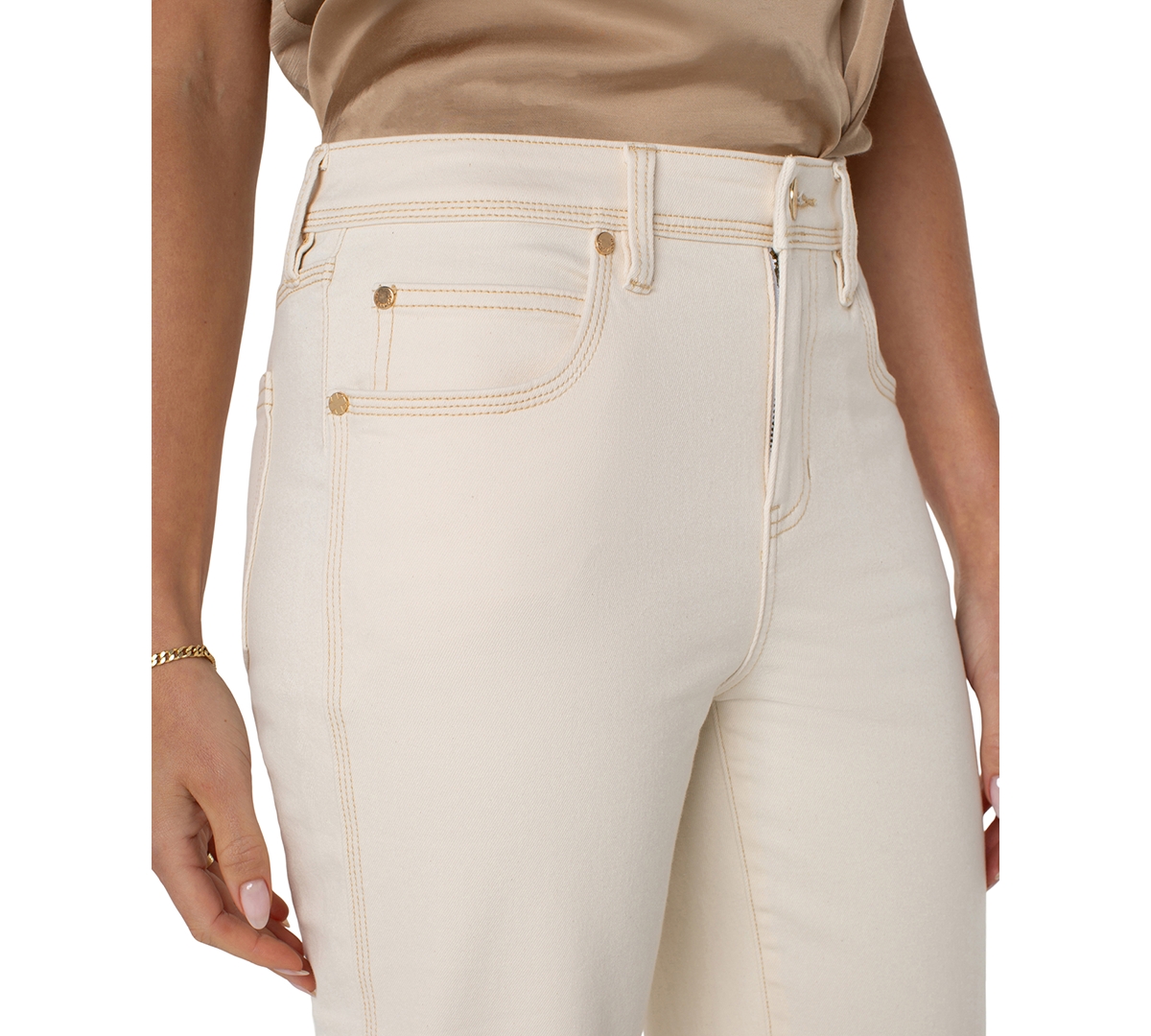 Shop Liverpool Los Angeles Women's Kennedy Cropped Straight-leg Jeans In Seaside Dunes