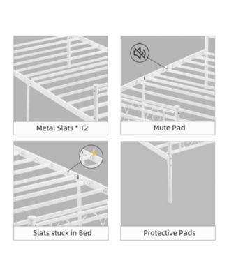 Twin Size Metal Platform Bed Frame with Headboard and Footboard, Heart Shaped Bed Frame