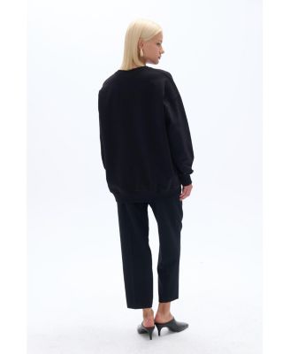 NOCTURNE Women's Oversized Sweatshirt with Metallic Accessory Details