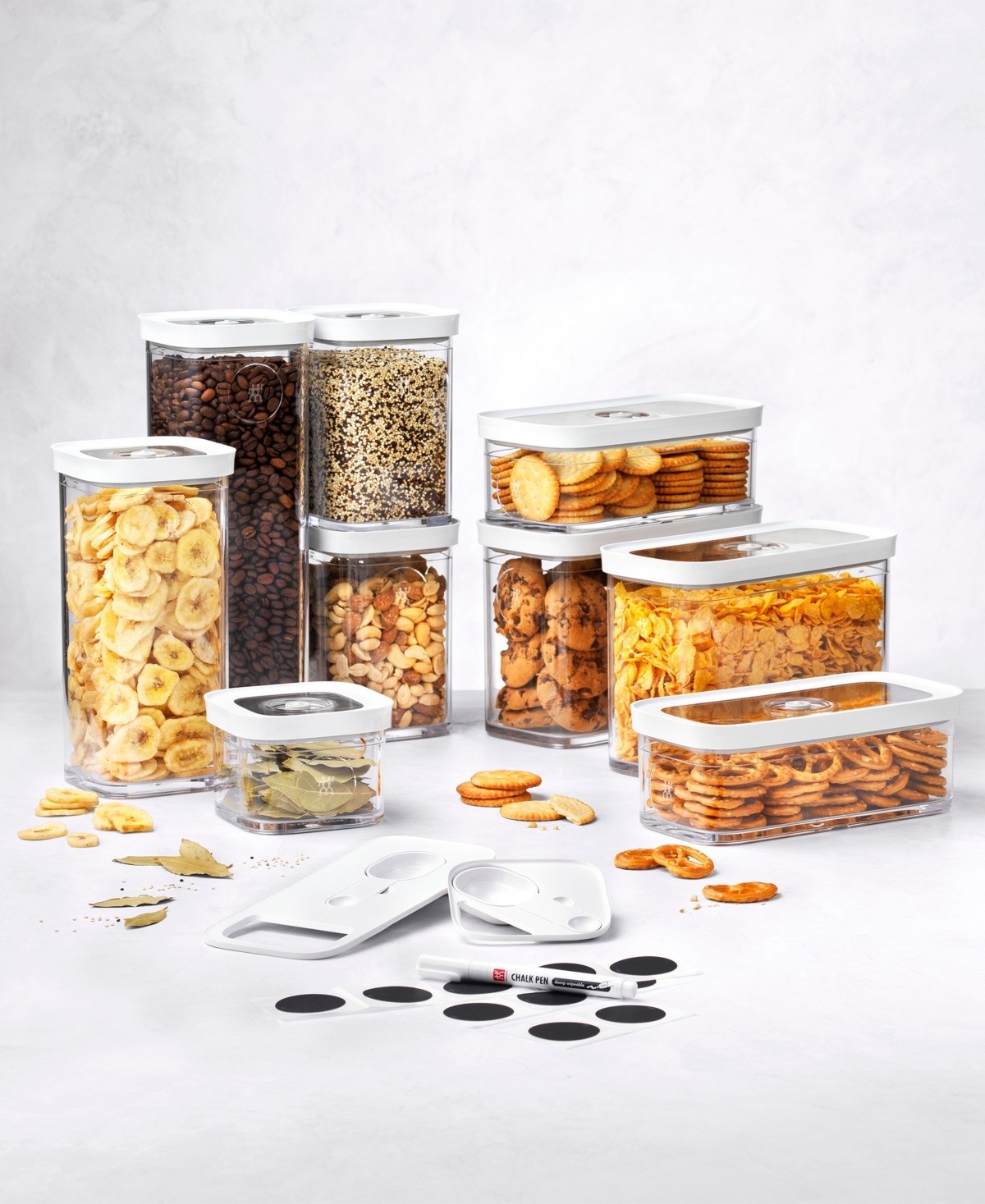 Zwilling Cube 12-piece Small And Medium Food Storage Set With Vaccum Pump In Transparent-white