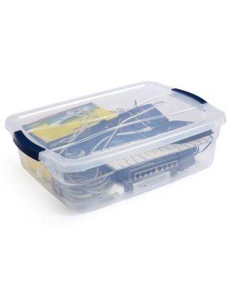 Cleverstore 16 Quart Plastic Storage Tote Container with Lid (6 Pack)