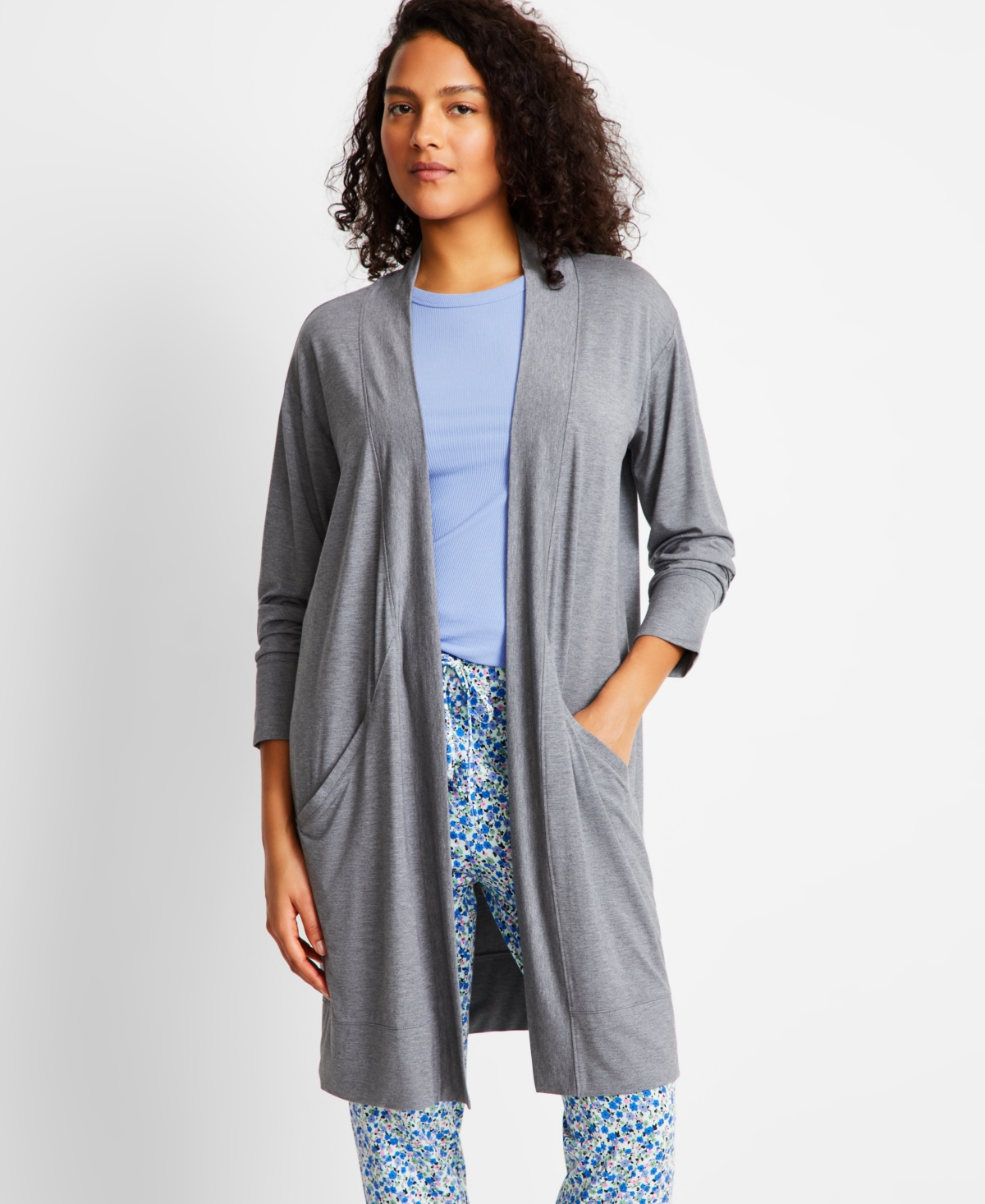 State Of Day Women's Knit Layering Wrap, Exclusively At Macy's In Pewter Heather