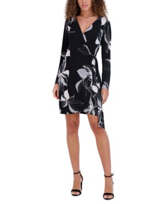kensie - Women's Printed Faux-Wrap Sheath Dress