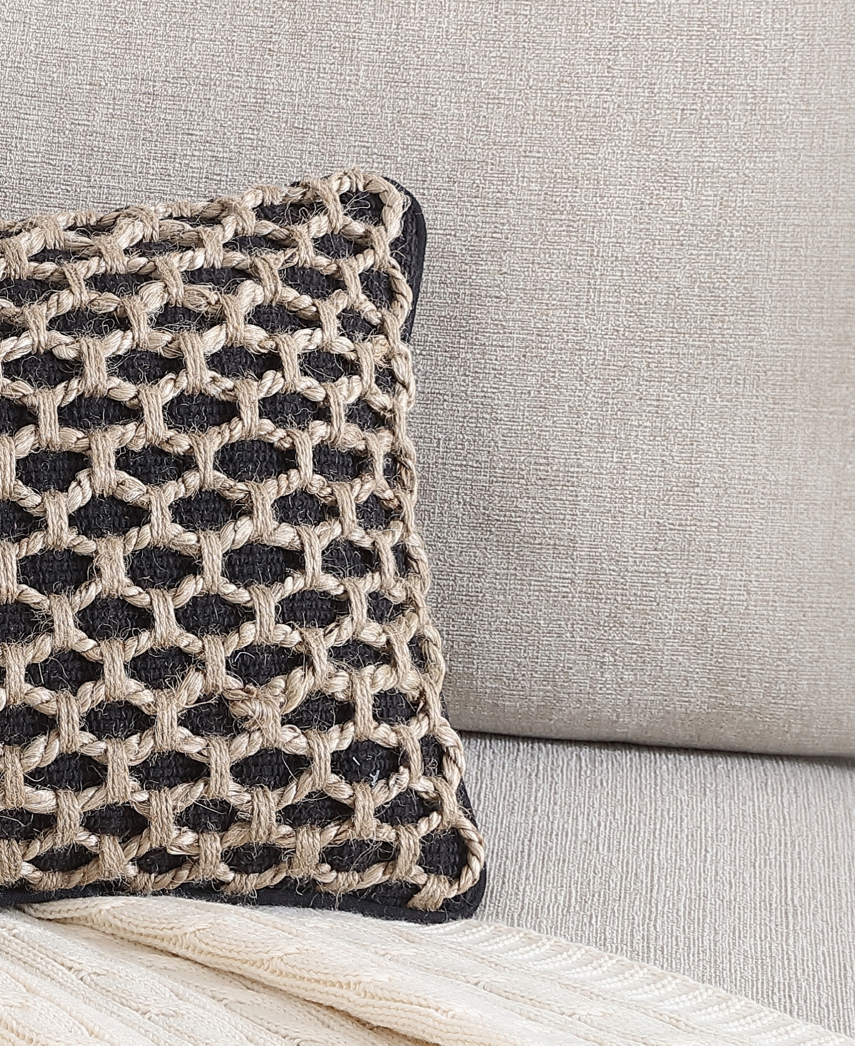 Boho Living Jada Jute Decorative Pillow, 12" X 20" In Black