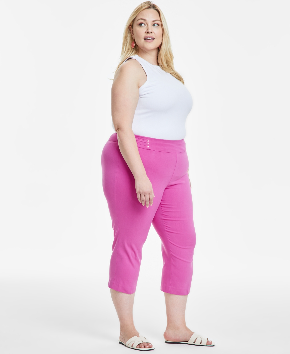 JM COLLECTION PLUS SIZE TUMMY CONTROL PULL-ON CAPRI PANTS, EXCLUSIVELY AT MACY'S 