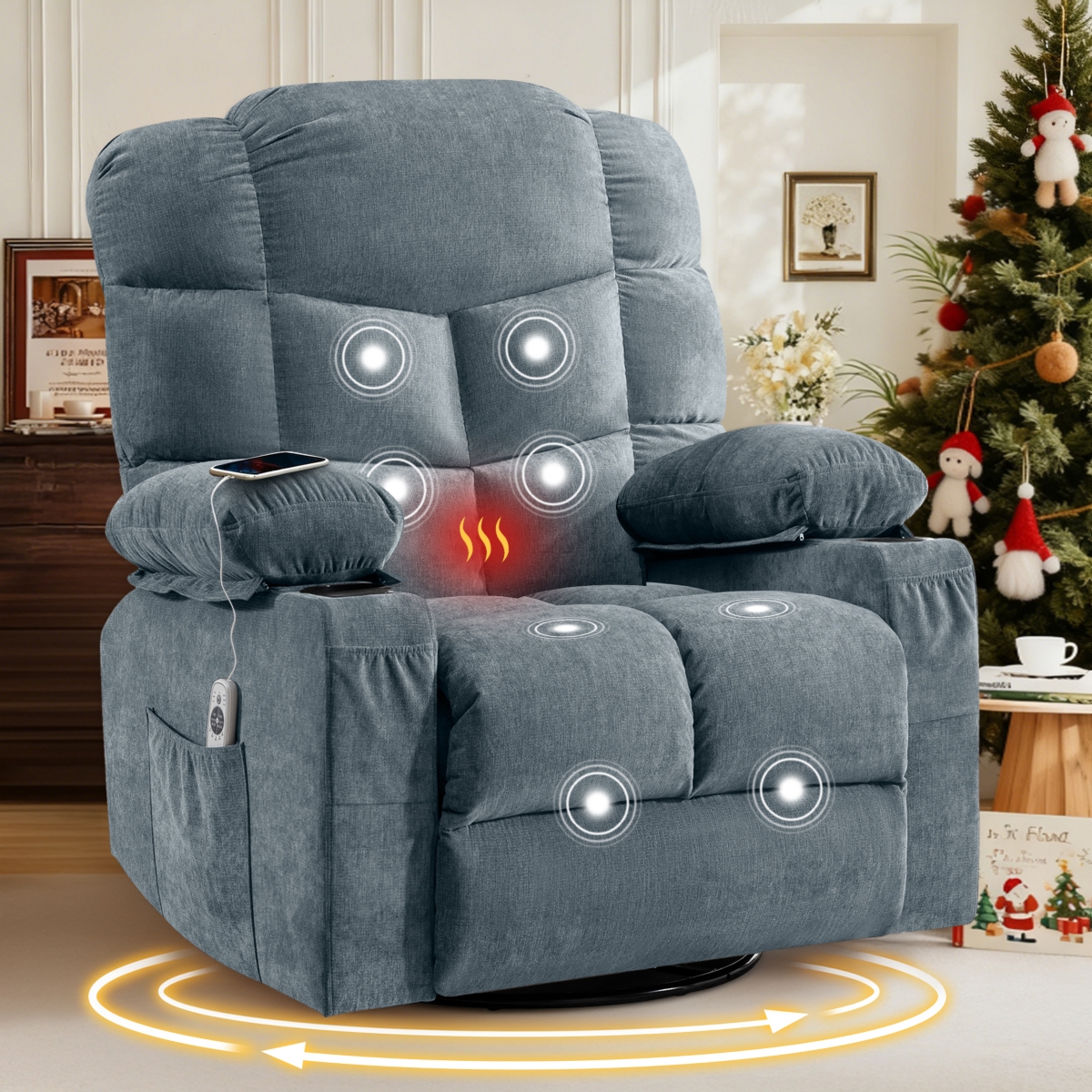 Boyel Living Recliner Chair Rocking Chairs for Adults with a Manual Massage and Heat