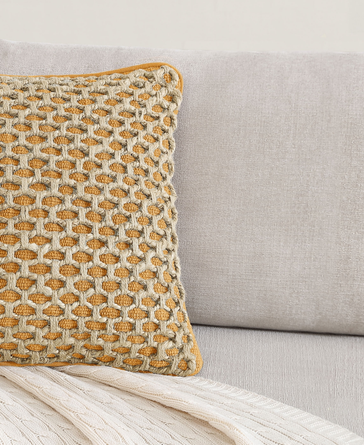 Boho Living Jada Jute Decorative Pillows 2 Piece Set, 20" X 20" In Mustard Yellow