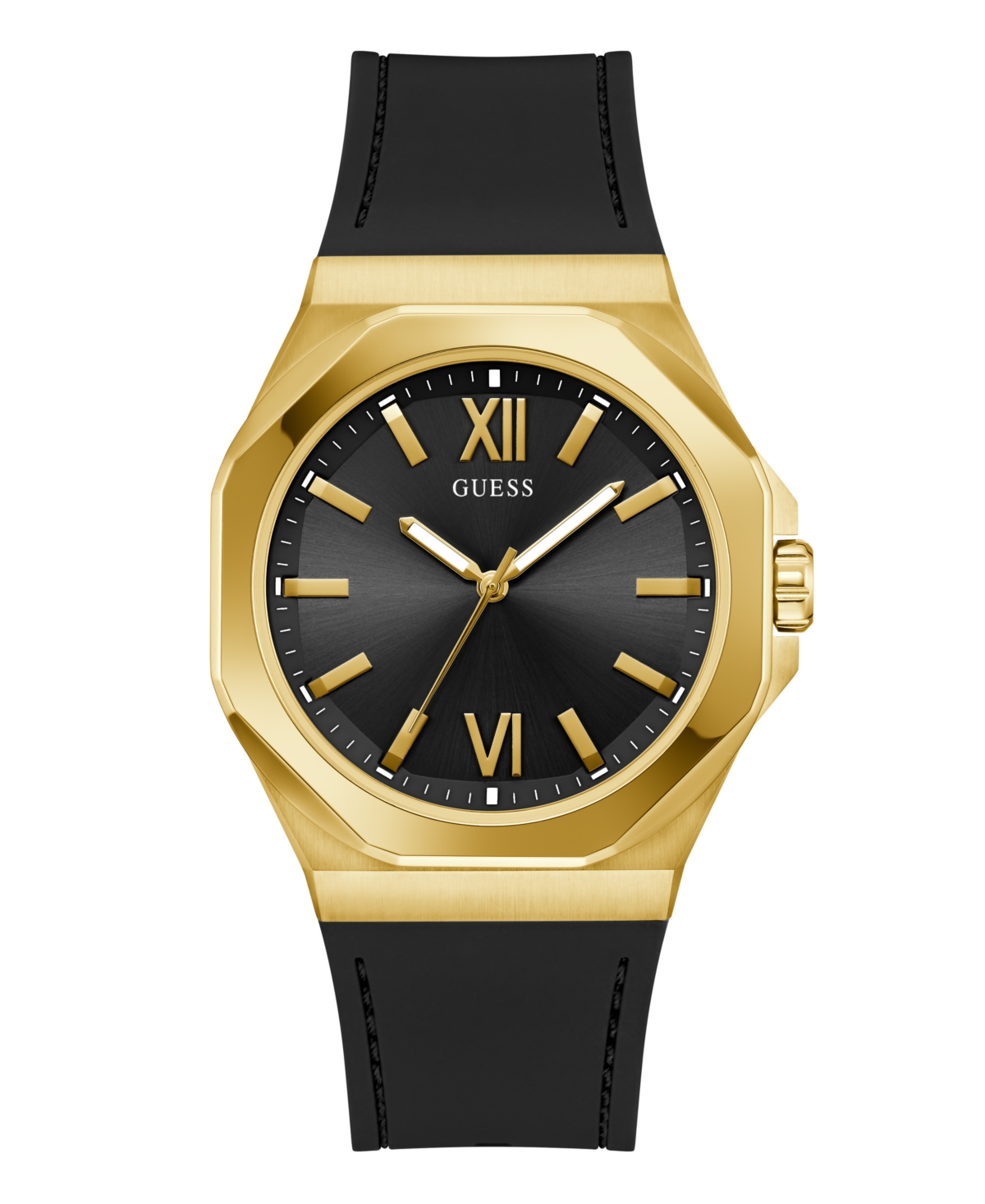 Guess Men's Analog Black Silicone Watch, 42mm In Black