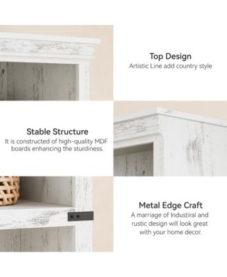 5 Tier Bookcase, Farmhouse Book Shelf