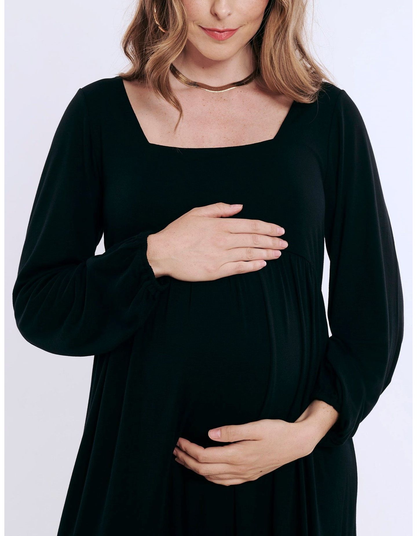 Женское платье Motherhood Maternity Long Sleeve Empire Waist Maxi Dress - Motherhood, цвет: Чёрный — фото 5