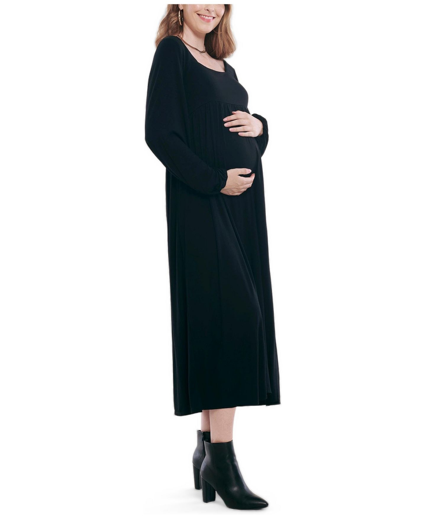 Женское платье Motherhood Maternity Long Sleeve Empire Waist Maxi Dress - Motherhood, цвет: Чёрный — фото 4