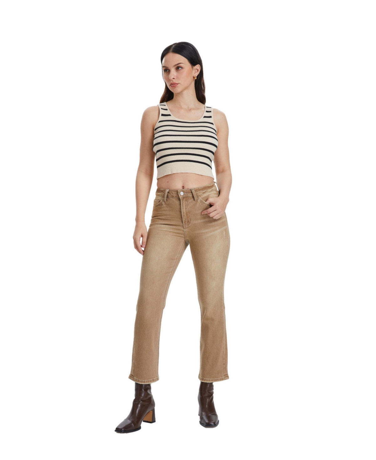 Bayeas Women's High Rise Crop Flare Jeans
