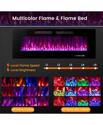 50 Inch Ultra-Thin Electric Fireplace with Decorative Crystals