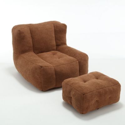 Fluffy Bean Bag Chair with Ottoman, Super Soft Lazy Sofa for Living Room-The Pop Home