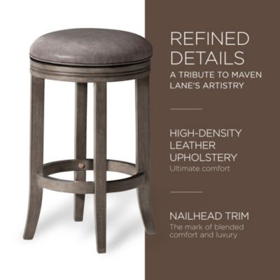 Eva Counter Stool, Reclaimed Oak Finish w/ Ronan Stone Leather