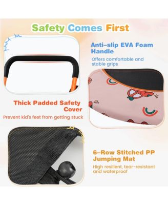 36'' Mini Toddler Trampoline w/ LED Bluetooth Speaker Detachable Handle Kids Gifts