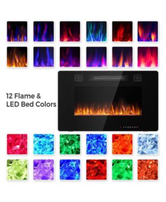 30-Inch Recessed Ultra Thin Electric Fireplace Heater with Glass Appearance