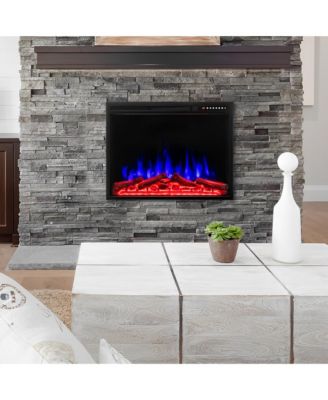 34 Inch Electric Fireplace Recessed with Adjustable Flames