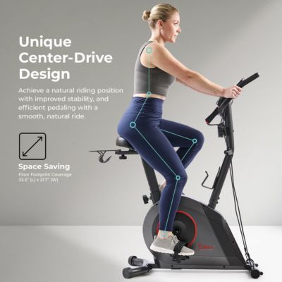 Smart 16-Level Magnetic Resistance Upright Bike, with Workout Bands & Free SunnyFit App via Bluetooth