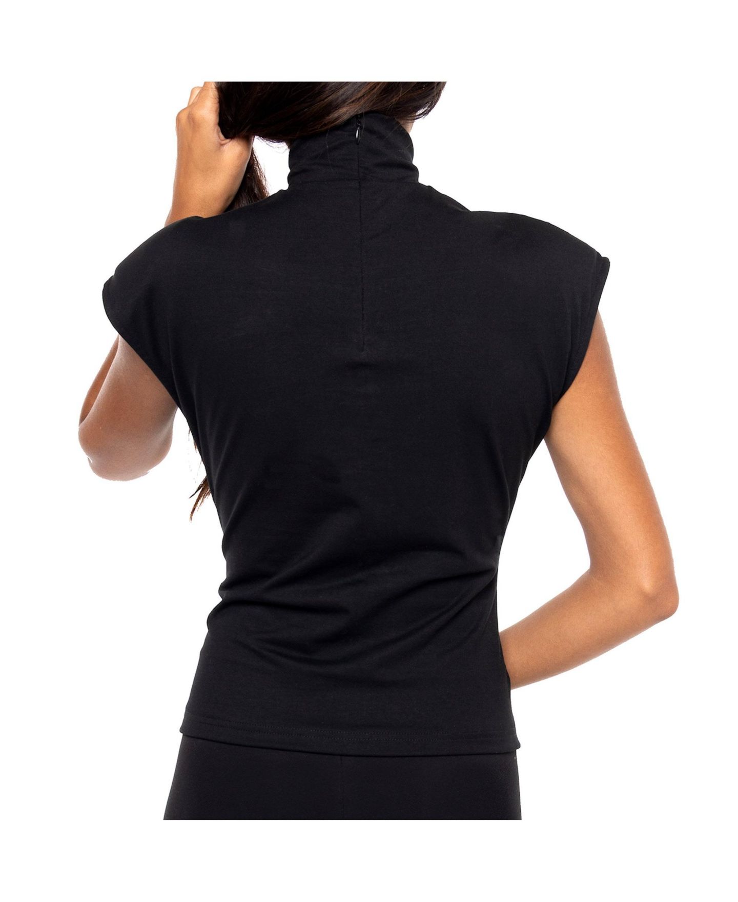 Женский топ Dai Moda Sleeveless Zip Turtleneck, цвет: Чёрный — фото 3